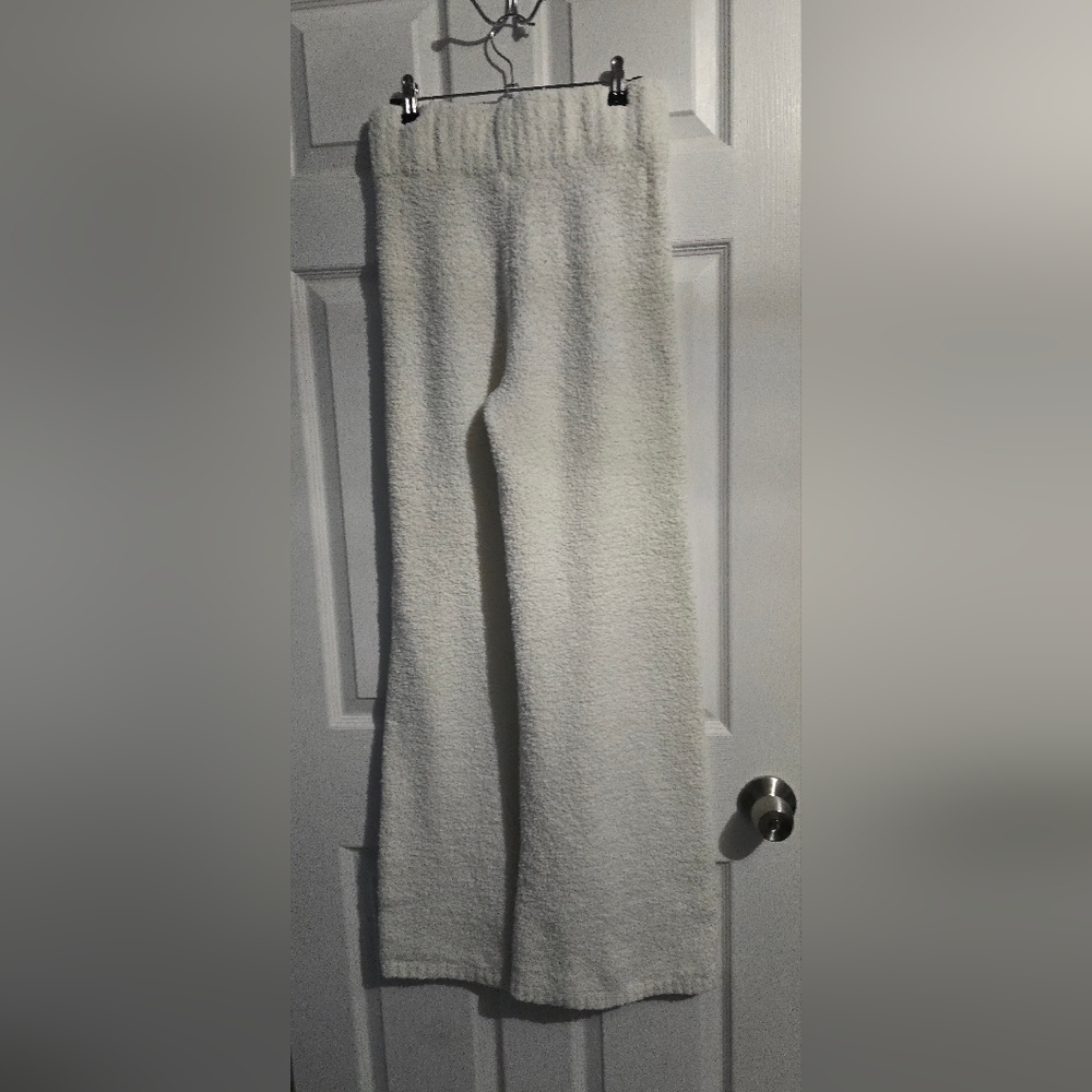 Skims Cozy Knit Pants White Fuzzy Teddy High Rise Wide Leg - Picture 3 of 7